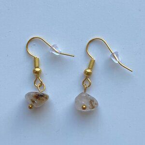 Handmade Natural Stone Earrings GOLD STAINLESS STEEL Gemstone Healing Crystal